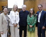 Executivos da Fundación MAPFRE durante visita à Fundação Bachiana e ao Maestro João Carlos Martins, reconhecido com o 'Prêmio por Toda uma Vida Profissional'.